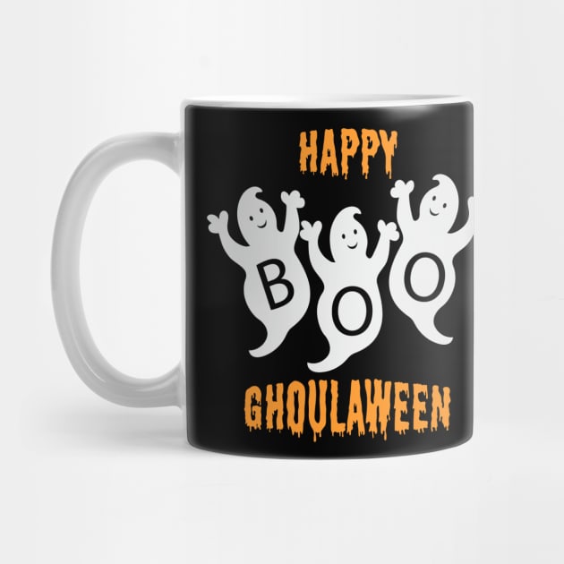 Happy Ghoulaween Cool Ghost Trio by Rosemarie Guieb Designs